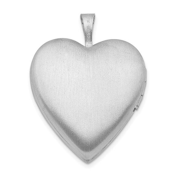 20mm Satin and Polished Diamond Heart Locket in Sterling Silver - Picture 3 of 6